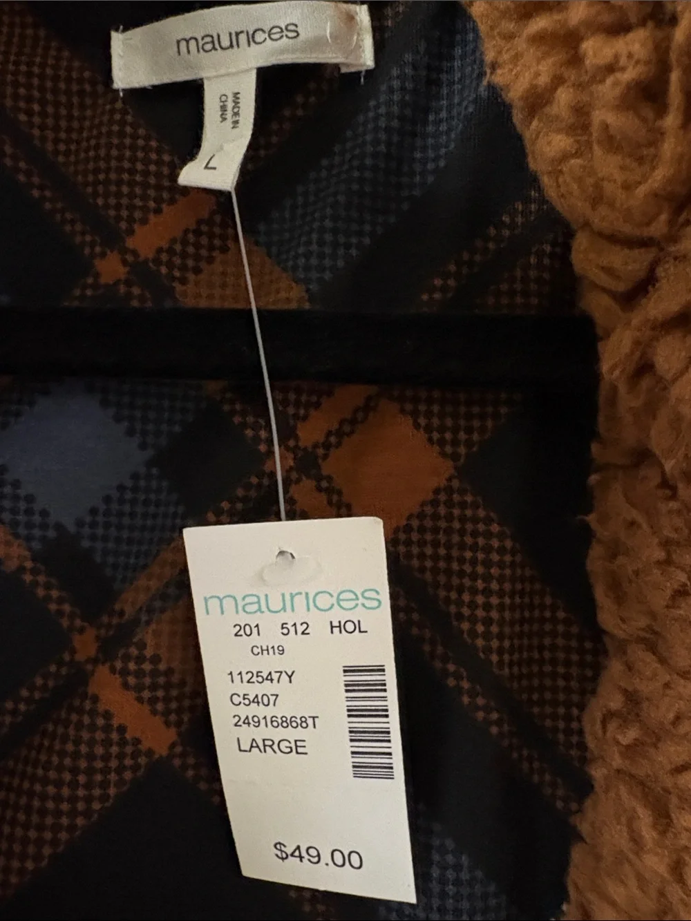 Maurices Plush Teddy Coat in Rust